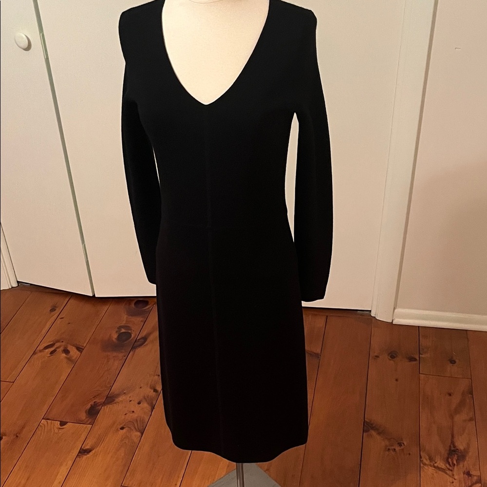 Talbots Classic Black Long Sleeve Dress merino wool